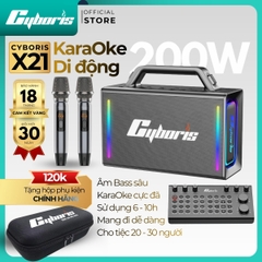 Loa Bluetooth Karaoke Cyboris X21, Công suất 200W, Loa siêu Bass, Chống nước IPX6, Pin 20000mAh.