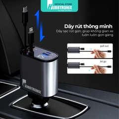 HubbSmart TS03-Tẩu Sạc Ôtô Cao Cấp Đa Năng 4 trong 1- Có dây rút – Sạc Nhanh 120W  Cho Điện Thoại, Laptop,các thiết bị di dộng