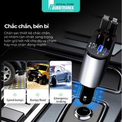HubbSmart TS03-Tẩu Sạc Ôtô Cao Cấp Đa Năng 4 trong 1- Có dây rút – Sạc Nhanh 120W  Cho Điện Thoại, Laptop,các thiết bị di dộng