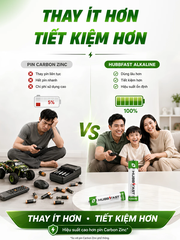 Pin Kiềm AA/AAA HubbFast Premium – Pin Alkaline Cao Cấp 6X Power Life, Dùng Cho Mọi Thiết Bị Gia Đình (Vỉ 4 Viên · 1.5V)
