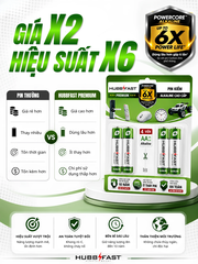 Pin Kiềm AA/AAA HubbFast Premium – Pin Alkaline Cao Cấp 6X Power Life, Dùng Cho Mọi Thiết Bị Gia Đình (Vỉ 4 Viên · 1.5V)