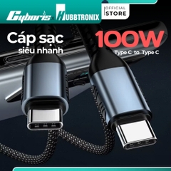Cáp sạc nhanh HUBBTRONIX DS-C100 Type-C to Type-C 100W - Sạc nhanh, truyền dữ liệu siêu tốc