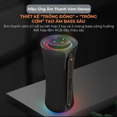 Loa Bluetooth CYBORIS T16 Âm Thanh Vòm 80W, Bass Mạnh, Đèn RGB, Chống Nước IPX5, Hỗ Trợ TWS, USB, TF, AUX