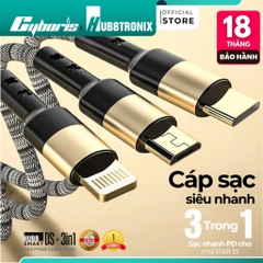 Cáp sạc nhanh HUBBTRONIX DS-Turbo 100W Type-C to Type-C - Hỗ trợ PD, sạc siêu tốc, chống rối