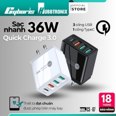 Cốc sạc nhanh - CS tối đa 36W - HUBBSMART CS07 4 IN 1,4 cổng sạc, 2 cổng sạc nhanh, An toàn, ổn định