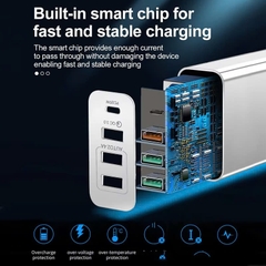 Cốc sạc nhanh - CS tối đa 36W - HUBBSMART CS07 4 IN 1,4 cổng sạc, 2 cổng sạc nhanh, An toàn, ổn định