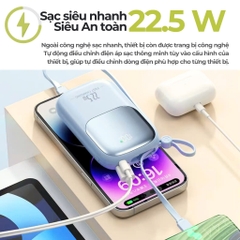 Sạc Dự Phòng HUBBFAST-ECO20 20.000mAh. Hỗ Trợ Sạc Nhanh, Kèm Dây, Màn Hình LED Hiển Thị Dung Lượng