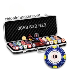 Bộ Phỉnh Poker 500 Chip Ceramic Napoleon Chuyên Nghiệp 4 Tone Màu