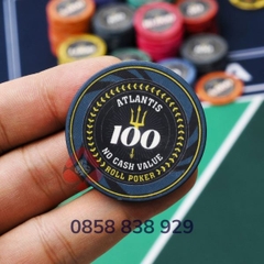Bộ Poker 500 Chip Ceramic Atlantis Cao Cấp Hộp Gỗ Sang Trọng