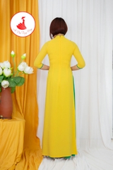 Áo dài màu vàng thiết kế hoa nổi cổ cao 2,5cm vải Chifon