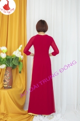 Áo dài màu đỏ đô 4 tà vải Chifon