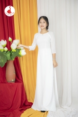 Áo Dài Trắng Học Sinh Chất Liệu Vải Satin Mềm Mãi Bay Tà Tại Shop Áo Dài Trung Đồng