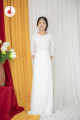 Áo Dài Trắng Học Sinh Chất Liệu Vải Satin Mềm Mãi Bay Tà Tại Shop Áo Dài Trung Đồng