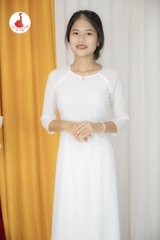 Áo Dài Trắng Học Sinh Chất Liệu Vải Satin Mềm Mãi Bay Tà Tại Shop Áo Dài Trung Đồng