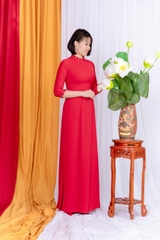 Áo Dài Đẹp Đính Kết Cổ Và Tay Chất Liệu Lụa Hồng Ngọc Suông Min, Co Dãn Nhẹ Tại Shop Áo Dài Trung Đồng