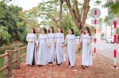 Áo Dài Trắng Chất Liệu Vải Chifon May 2 Lớp 4 Tà Siêu Đẹp Giá Cực Tốt - Áo Dài Trung Đồng