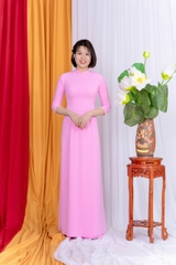 Áo Dài Đẹp Đính Kết Cổ Và Tay Chất Liệu Lụa Hồng Ngọc Suông Min, Co Dãn Nhẹ Tại Shop Áo Dài Trung Đồng