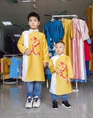 Áo dài bé trai chất vải Tapta thêu rồng/ Áo dài Trung Đồng