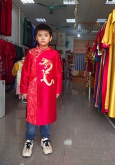 Áo dài bé trai Tapta thêu rồng/ Áo dài Trung Đồng