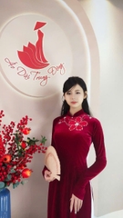 Áo dài Nhung kết hoa 1 bông/ Áo dài Trung Đồng