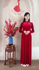 Áo dài Nhung kết hoa 1 bông/ Áo dài Trung Đồng