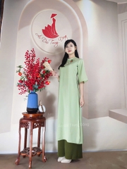 Set cách tân ngọc trai cổ mấn / Áo dài Trung Đồng