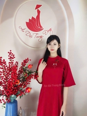 Set cách tân ngọc trai cổ mấn / Áo dài Trung Đồng
