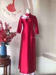 Áo dài chất vải satin cao cấp đính ngọc trai và kết hoa ngực/Áo dài Trung Đồng
