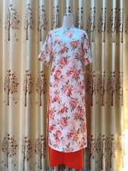 Áo cách tân chất vải Kate dáng suông cổ tròn/ Áo dài Trung Đồng