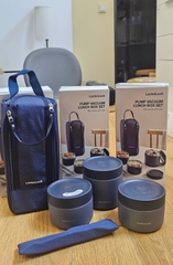 LHC8052S01 - LHC8502S02N - Bộ hộp cơm giữ nhiệt LocknLock Pump Vacuum Lunch box (300ml*2, 500ml*1, bộ đũa và thìa, túi)