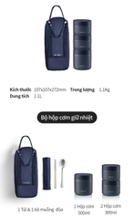 LHC8052S01 - LHC8502S02N - Bộ hộp cơm giữ nhiệt LocknLock Pump Vacuum Lunch box (300ml*2, 500ml*1, bộ đũa và thìa, túi)