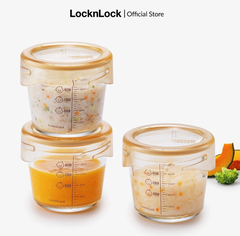 LLG542S3IVY-HỘP ĐỰNG THỨC ĂN CHO BÉ-280ML*3P-IVY-CN-8-BOS-Set (Nắp: màu Ngà-Tritan)