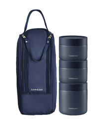 LHC8052S01 - LHC8502S02N - Bộ hộp cơm giữ nhiệt LocknLock Pump Vacuum Lunch box (300ml*2, 500ml*1, bộ đũa và thìa, túi)