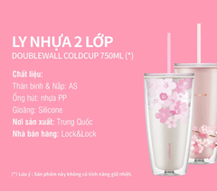 Ly Nhựa Hai Lớp LocknLock Double Wall Cold Cup Cherry Blossom 750ml - 2 Màu- HAP509