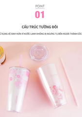 Ly Nhựa Hai Lớp LocknLock Double Wall Cold Cup Cherry Blossom 750ml - 2 Màu- HAP509