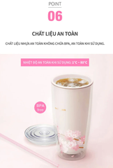 Ly Nhựa Hai Lớp LocknLock Double Wall Cold Cup Cherry Blossom 750ml - 2 Màu- HAP509