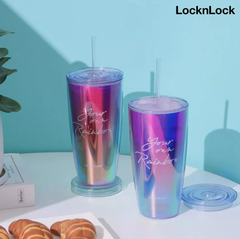 HAP507-Ly nhựa 2 lớp Lock&Lock kèm ống hút 750ml