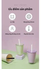 HAP507-Ly nhựa 2 lớp Lock&Lock kèm ống hút 750ml