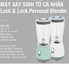 EJM436WHT - MÁY XAY SINH TỐ CÁ NHÂN Lock & Lock Personal Blender 220/240V, 50/60Hz, 250W, 600ml - Màu trắng