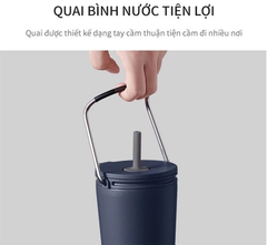 Ly giữ nhiệt LocknLock 540ml có nắp chặn Chính hãng có quai xách tiện lợi LHC4268
