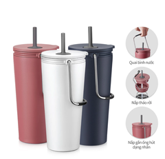 Ly giữ nhiệt LocknLock 540ml có nắp chặn Chính hãng có quai xách tiện lợi LHC4268