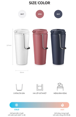 Ly giữ nhiệt LocknLock 540ml LHC4269 Chính hãng, có quai xách, nắp kín để xe hơi có lọc chặn đá