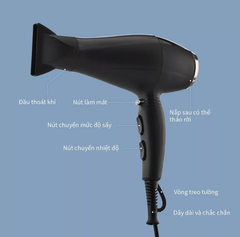 Máy Sấy Tóc LocknLock Máy Sấy Công Suất Cao 2 Chiều Chính Hãng Cao Cấp Màu Đen ENA146BLK