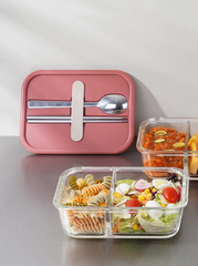 HỘP CƠM THUỶ TINH LOCKnLOCK DUNG TÍCH 930ML-kèm muỗng đũa - LLG991