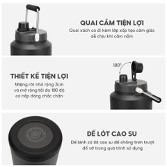 Bình giữ nhiệt LEBENLANG 3.8L Màu Đen - LBL3028