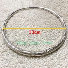 Kiềng bạc tròn đường kính 13cm, kiềng hầu đồng trang trí tượng