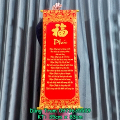Liễn treo Tết chữ Phúc Lộc Thọ Đức Tâm Nhẫn nội dung ý nghĩa chất nhung đỏ chữ vàng cực đẹp