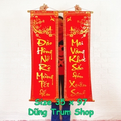 [CHUẨN ĐẸP] 1 đôi câu đối đỏ, cặp liễn trang trí Tết chất nhung kích thước chuẩn số đẹp thần tài 79cm, 97cm