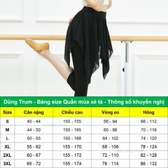 Quần múa bale nữ người lớn chất cotton xẻ tà ngắn cực đẹp