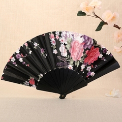 Quạt Cổ Trang Nan Nhựa Họa Tiết Hoa Đủ Màu Nhiều Mẫu DT382